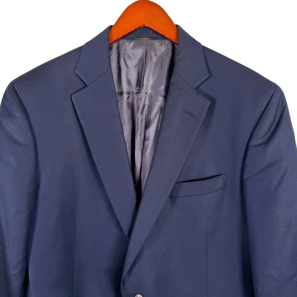 Brooks Brothers 346 Regent Fit Blazer Mens 44L Navy Blue Wool Gold Crest Button